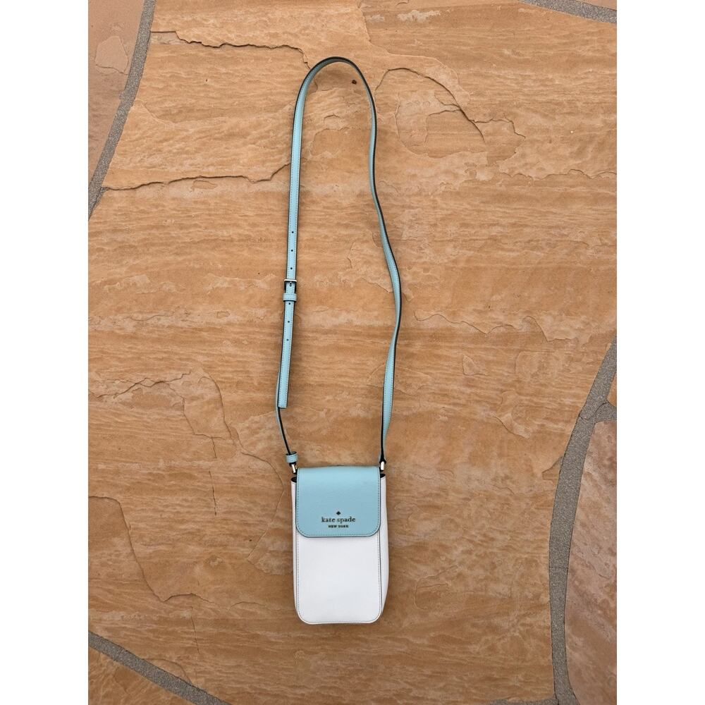 Kate Spade North South Leather Small Women's Crossbody Bag White Blue